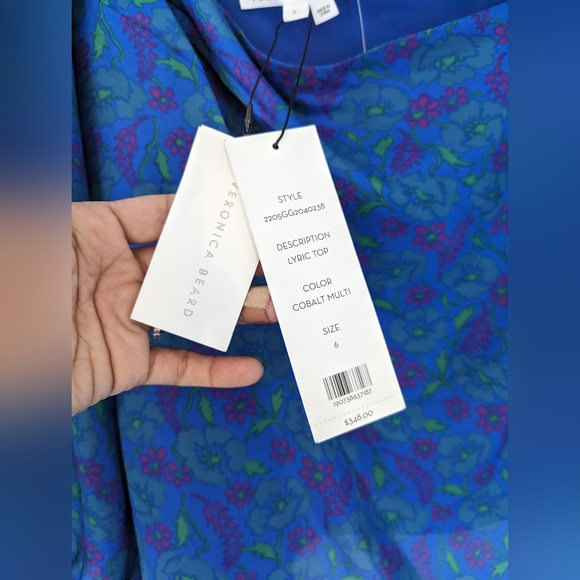 Veronica Beard Lyric One-Shoulder Top Cobalt Multi size 6 - Picture 5 of 10